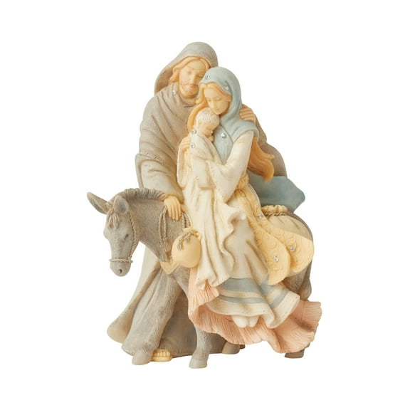 Foundations Holy family with donkey Figurine 5.16in H