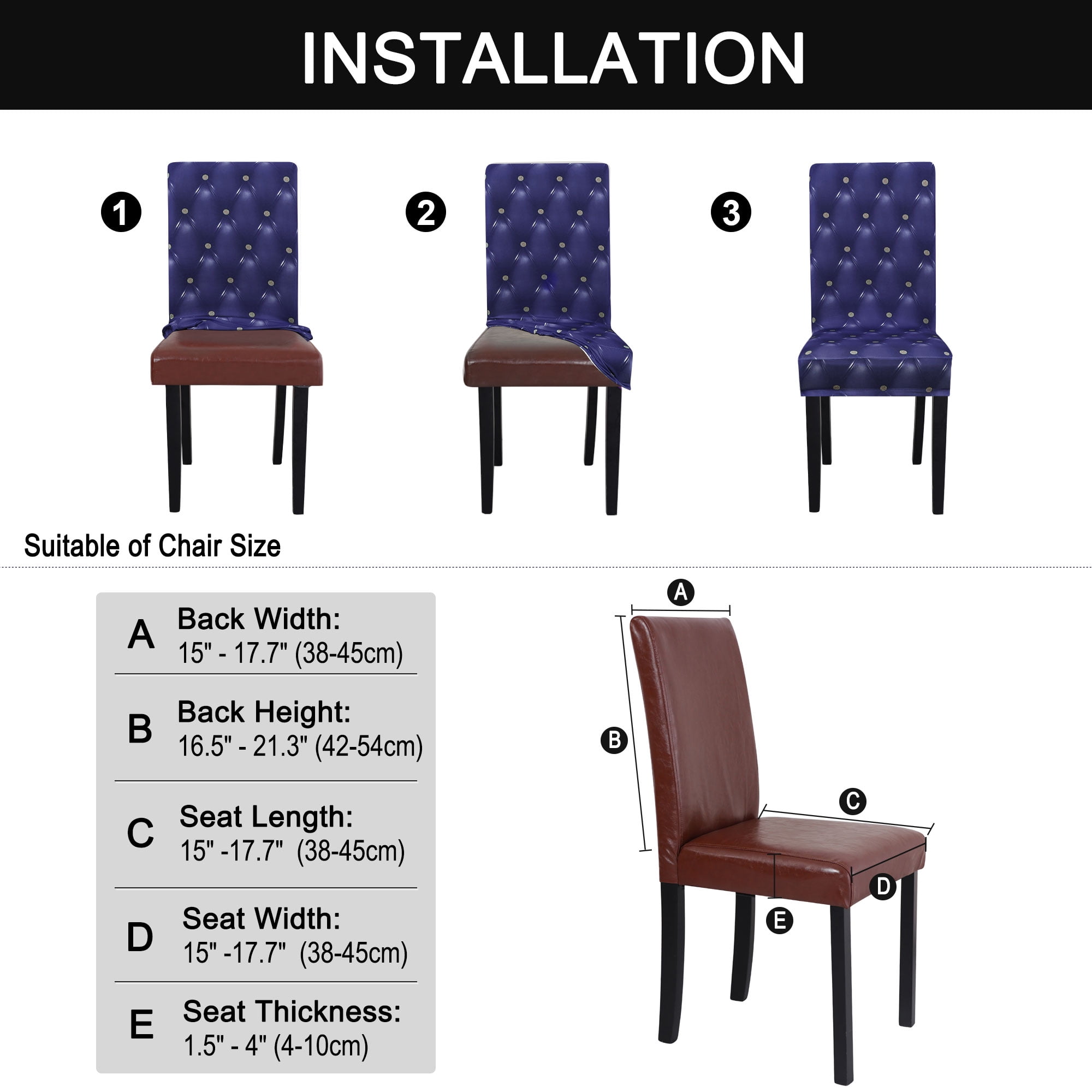 Unique Bargains Stretch Washable Chair Cover for Dining Room Slipcovers Blue