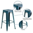 thumbnail image 5 of BizChair Commercial Grade 30" High Backless Distressed Antique Blue Metal Indoor-Outdoor Barstool, 5 of 9