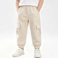 thumbnail image 2 of Frnrwgo Boys Girls Cargo Pants Loose Fit Lightweight Elastic Waist Casual Daily Joggers 3-13 Years, Beige, 2 of 10