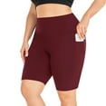 thumbnail image 5 of frariair ​Curvy Fit Booty Enhancing Biker Shorts For Women High Waisted Compression Workout Yoga Shorts With Pockets​ Red, 5 of 6