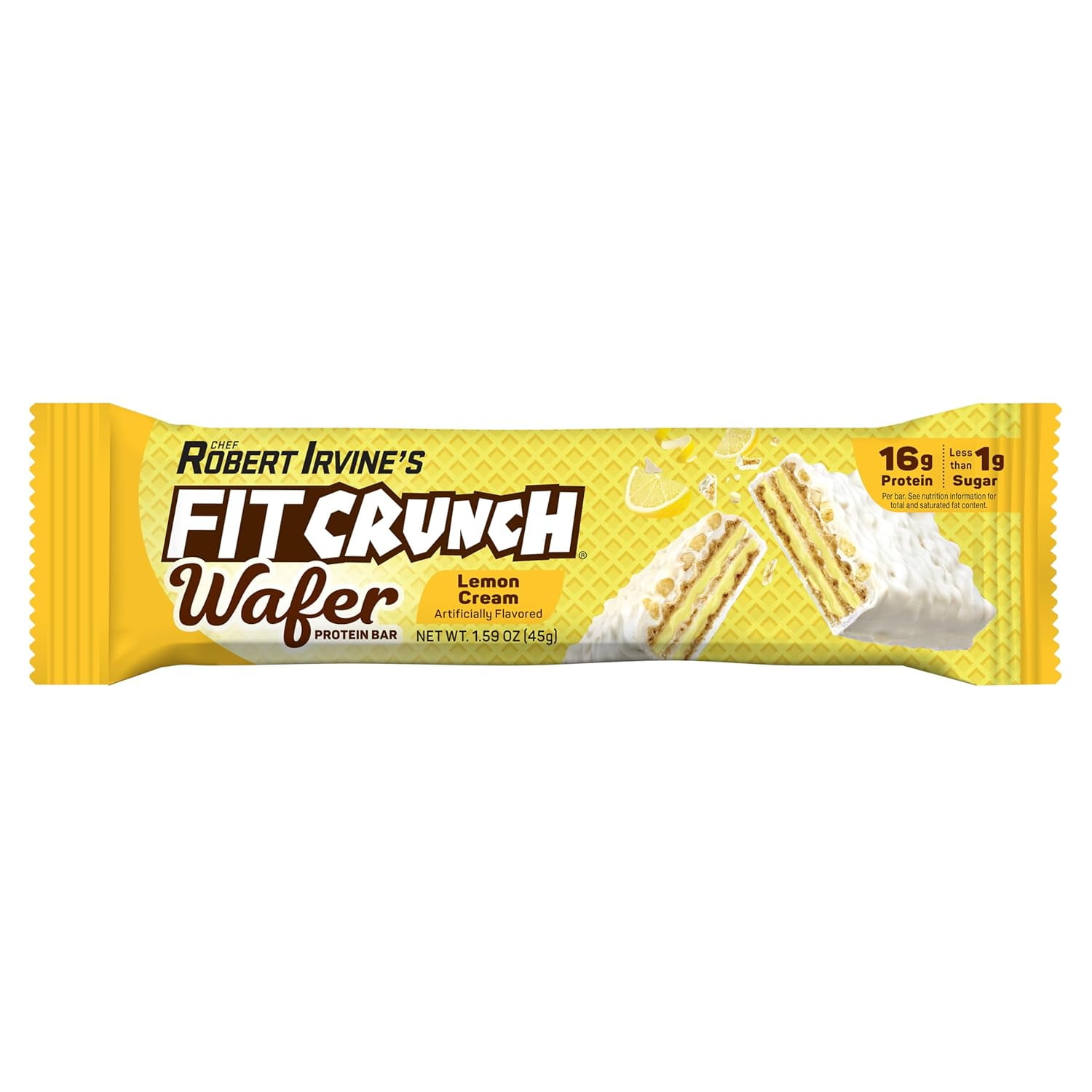 FITCRUNCH Wafer Protein Bars, Designed by Robert Irvine, 16g of Protein & 1g of Sugar (9 Bars, Lemon Cream)