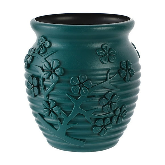 Bwiyojiz 1pc 5.12x4.06x2.76" Plastic Imitation Glazed Vase Living Room Flower Arrangement TV Cabinet Decoration Dried Pot Utensil, Plastic, Blue, Gifts for Friend