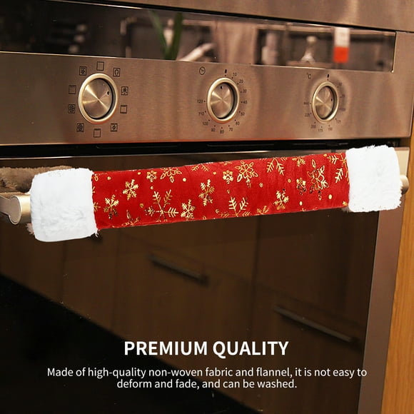 4Pcs Christmas Microwave Handle Sleeves Red Refrigerator Door Handle Covers Non-Pilling Oven Handle Protectors Refrigerator Handle Grips for Home Microwave Refrigerator