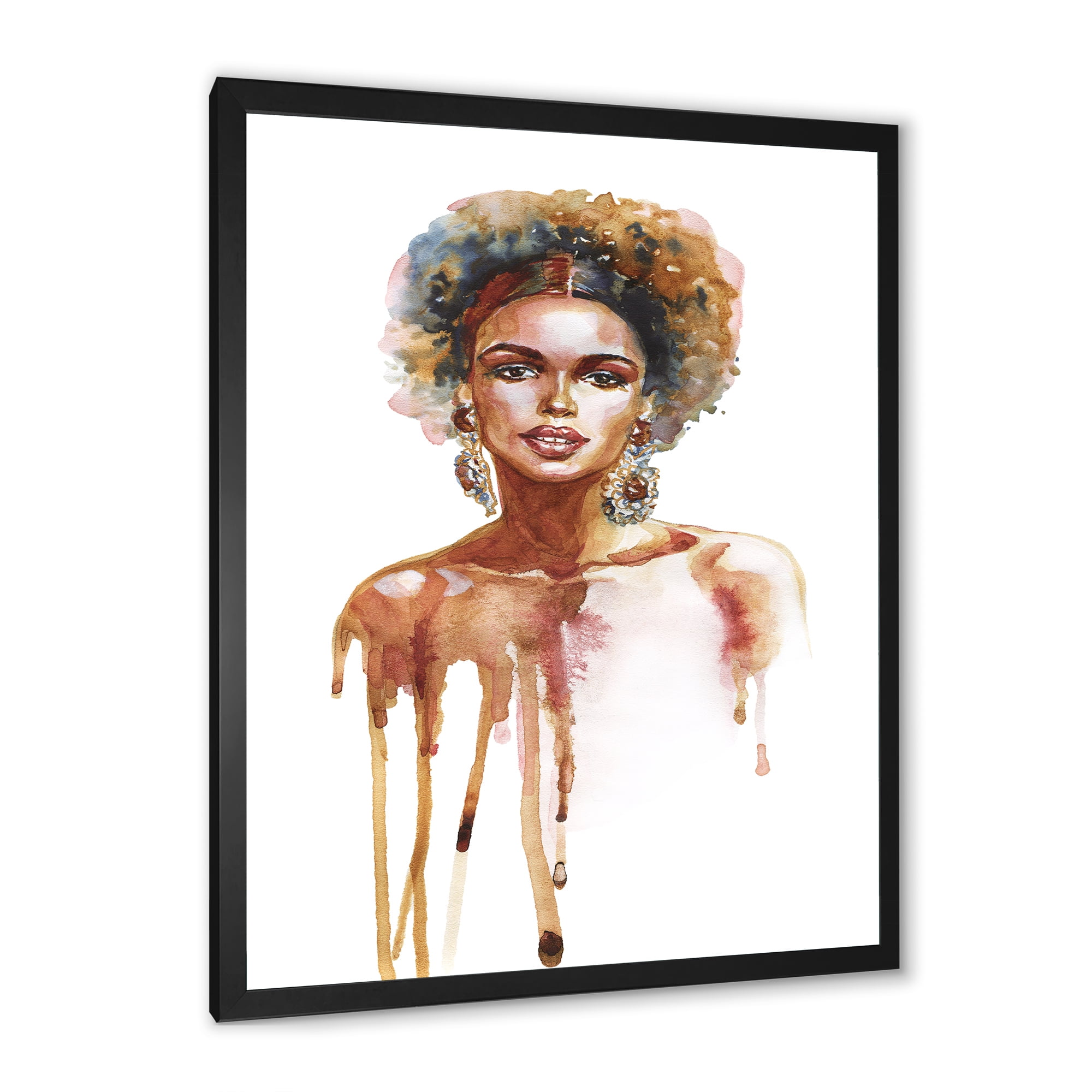 Designart 'Portrait of Afro American Woman XIII' Modern Framed Art Print