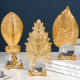 thumbnail image 3 of Travelwant Gold Leaf Sculpture Statue with Clear Crystal Ball Sphere Metal Leaf Decorations, Golden Leaf Stand in Gift Package, Home Desktop Decorations, 3 of 7