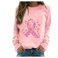 thumbnail image 2 of CLOISE Pink Breast Cancer Sweatshirt Women Breast Cancer Support Sweatshirts Butterfly Ribbon Oversized Round Neck Long Sleeve Hoodie Cancer Awareness Shirts Loose Pullover Blouses Outfits Pink, 2 of 4