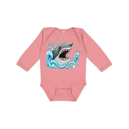 

Inktastic Great White Shark in waves Gift Baby Boy or Baby Girl Long Sleeve Bodysuit