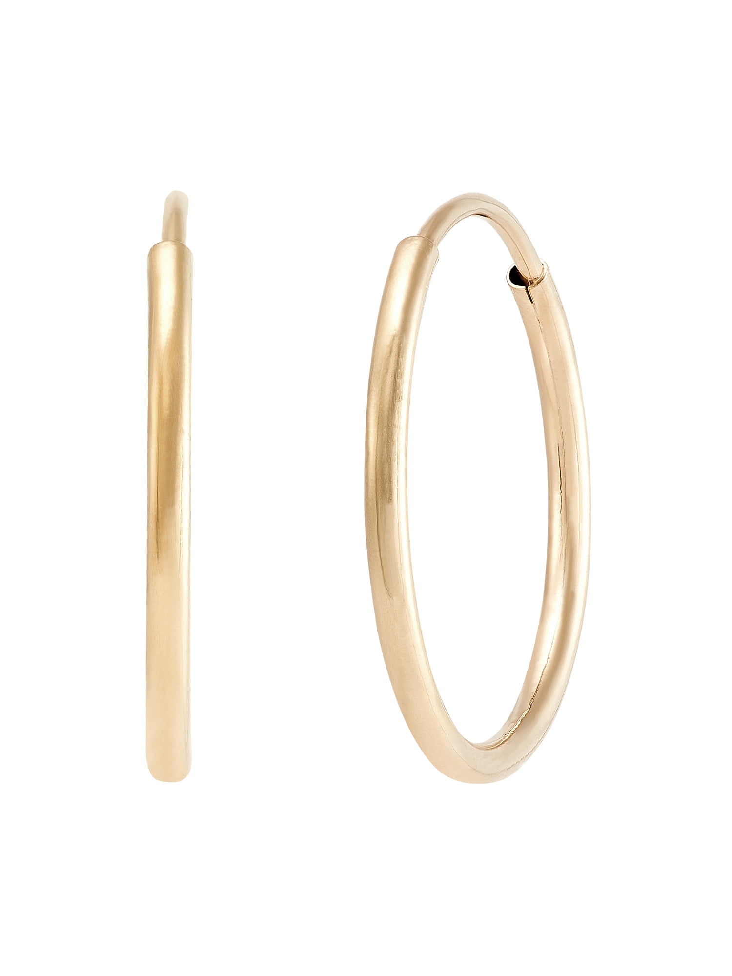Brilliance Fine Jewelry Girls 10K Yellow Gold 10MM and 14MM Endless Hoop Earrings Set