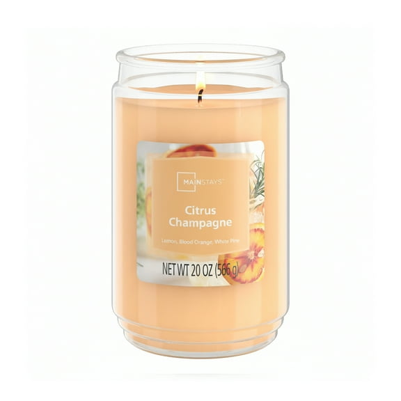 Mainstays 3-Wick Scented Glass Jar Candle, Citrus Champagne, 20oz.