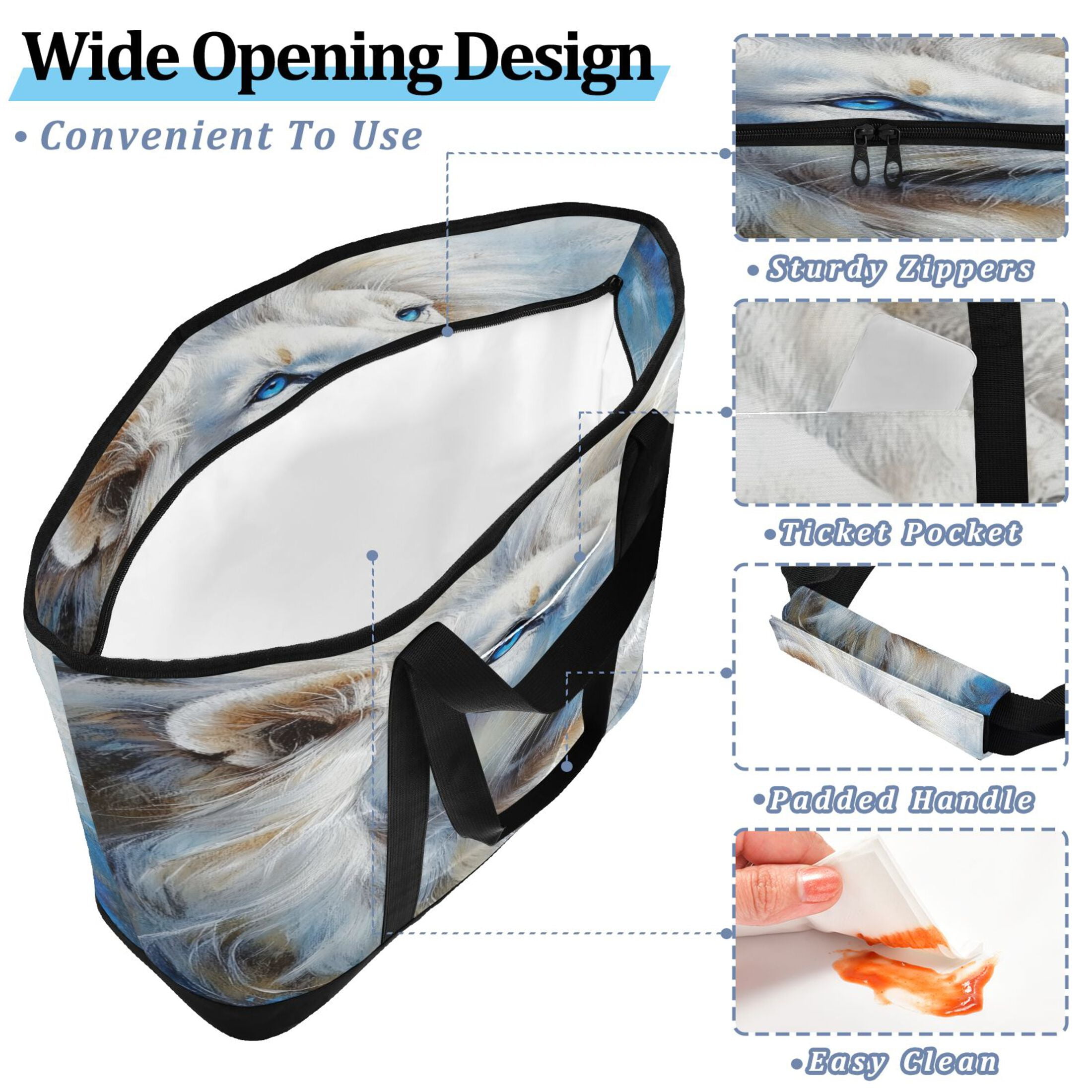Large Hand-held Ice Pack Picnic Bag Insulation and Refrigeration Suitable for Shopping Picnics and Camping Blue-eyed Lion