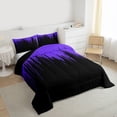 thumbnail image 3 of Homewish Abstract Ombre Stripes Full Size Comforter Sets,Modern Geometric Pattern Bedding Comforter Set,Purple Black Bedding Sets For Adults,Breathable Home Decor Reversible,3pcs, 3 of 8