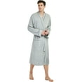 thumbnail image 2 of U2SKIIN Mens 100% Cotton Robes, Lightweight Soft Spa Knit Bathrobe for Men,(Grey,S/M), 2 of 3