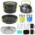 thumbnail image 1 of Multi-PCS Camping Cookware Kit,Green，Cookware Kit Aluminum Alloy, Lightweight, Durable and Compact with Camping Stove, Kettle, Mug for Fishing/Survival/Hiking/Outdoor/Picnic, 1 of 6