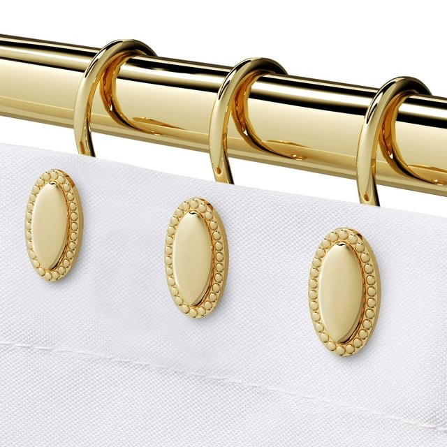 Ganchos dorados para cortina de ducha, anillos decorativos para cortina de ducha, ganchos de metal resistentes a la corrosión para baño, anillos de ducha deslizantes para cortina de ducha y forro, jue