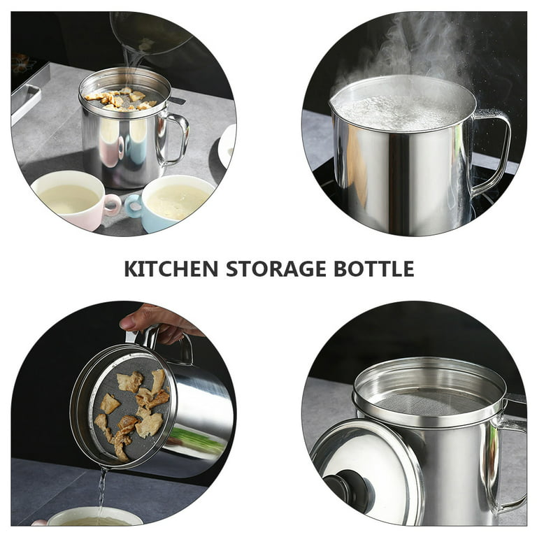 1Pc Oil Storage Bottle Kitchen Oil Container Stainless Steel Oil Canister