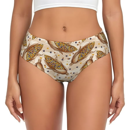Womens Underwear - Indian corn print cute No Show Seamless Underwear for Women  Kawaii Soft Stretch Women s Panties  Hipster Ladies Panties Bikini Underwear Briefs