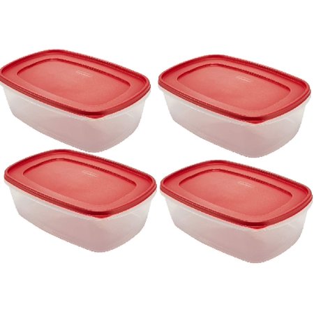 Rubbermaid 7J77 Easy Find Lid Rectangle 40-Cup 2.5 gallon Food Storage Container (Pack of 4)