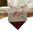 thumbnail image 4 of Table Runner Dresser Scarves Christmas Cardinal Bird on Linen Cotton Linen Burlap Table Cover Black and Red Checker Grid Table Runners for Family Kitchen Dining Holiday Party Banquet Decor, 4 of 5