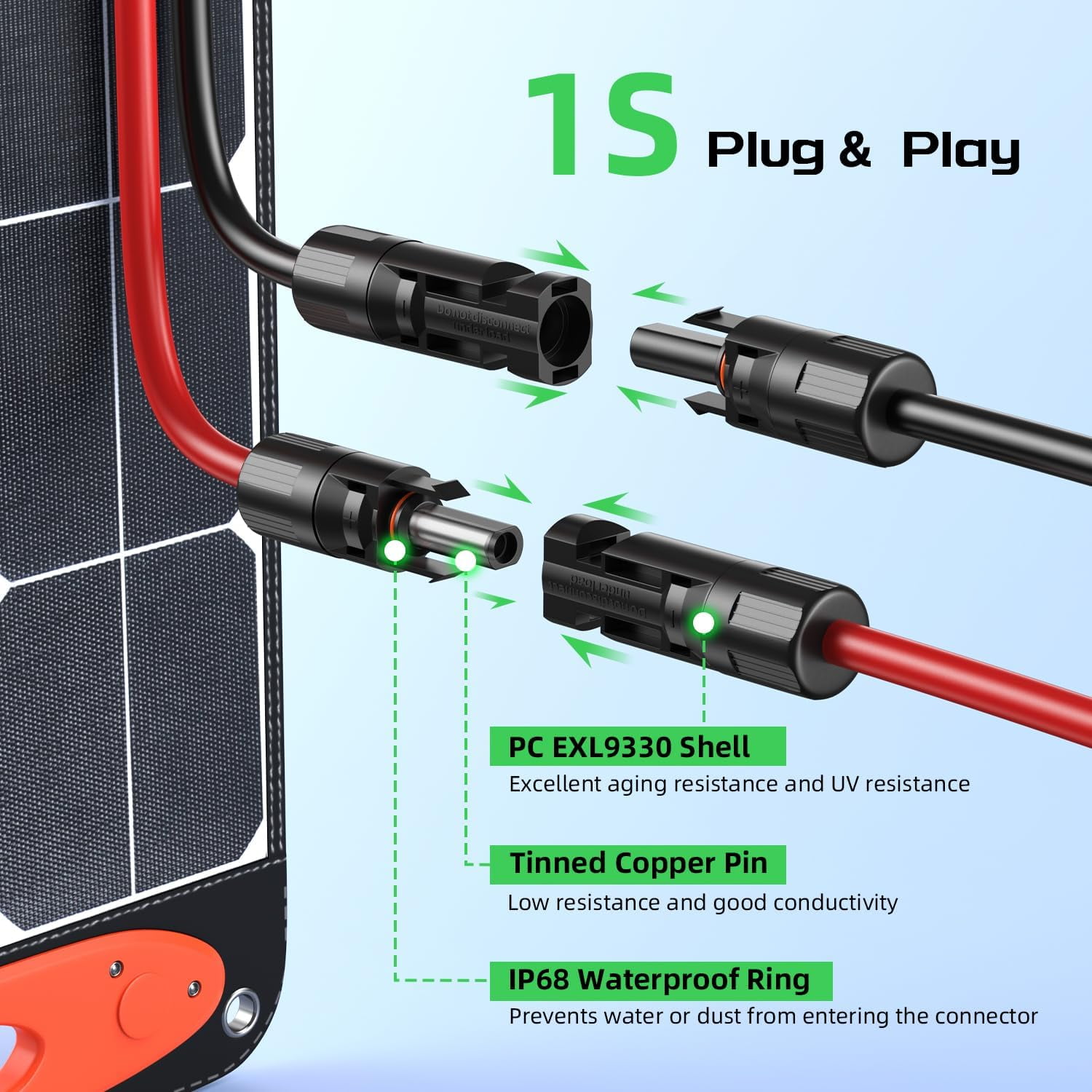 mistyhony Power Solar to XT60 Charge Extension Cable 12AWG 10Ft Solar Connector to XT60 Adapter Cable for Solar Panel to LiFePO4 Battery RV Portable Power Station Solar Generator
