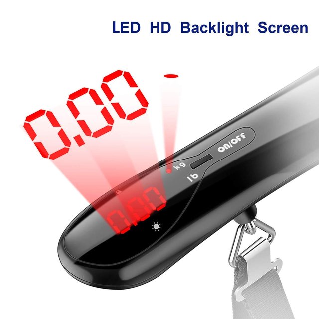 Báscula electrónica para equipaje Báscula digital portátil Máx. 50 kg/110 lb Báscula para maletas con función de tara y pantalla retroiluminada LED para correo/viajes/tienda. Afortunado Sencillez