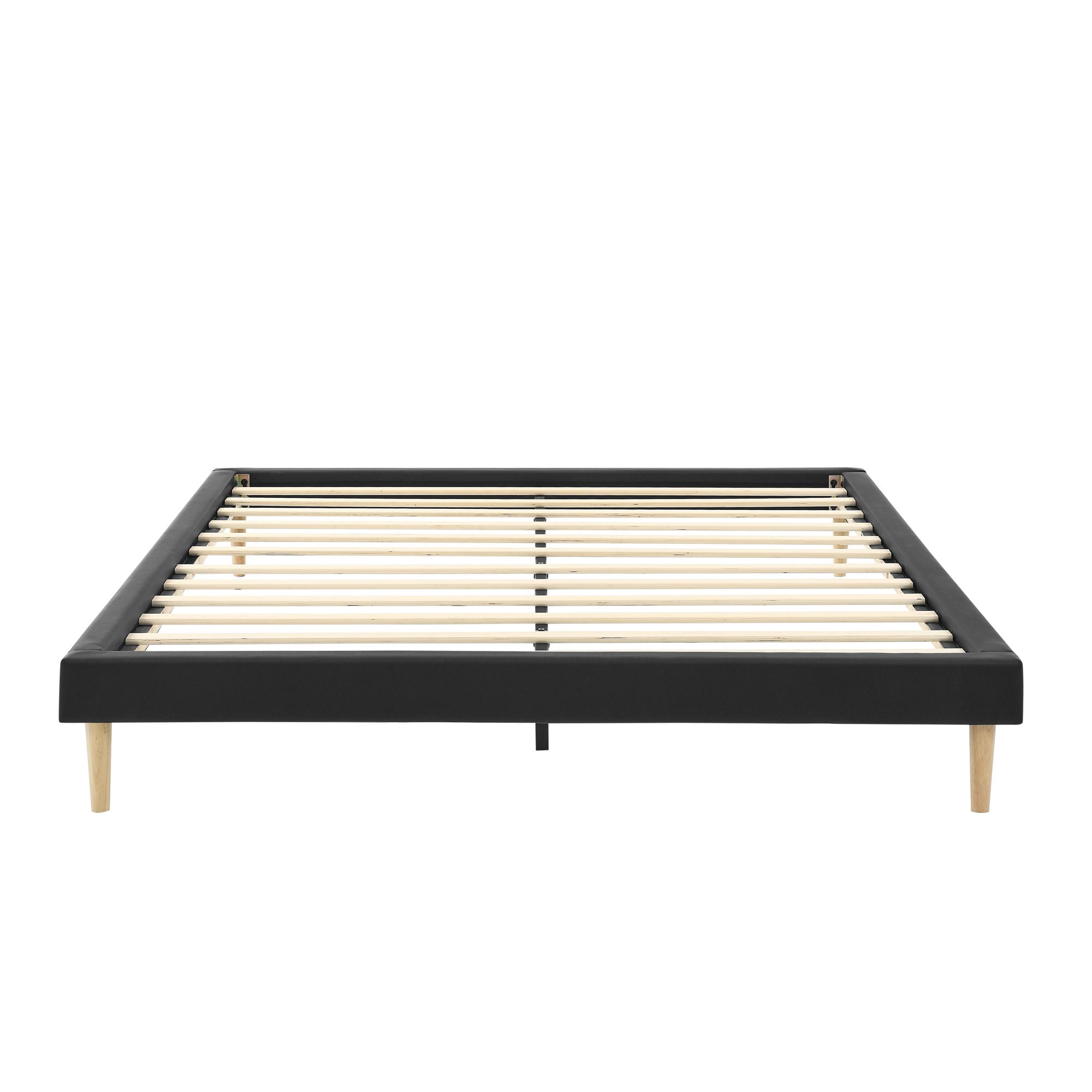 KING Size Platform Bed Frame with Wood Slats Support Waterproof Faux Leather Easy Assembly