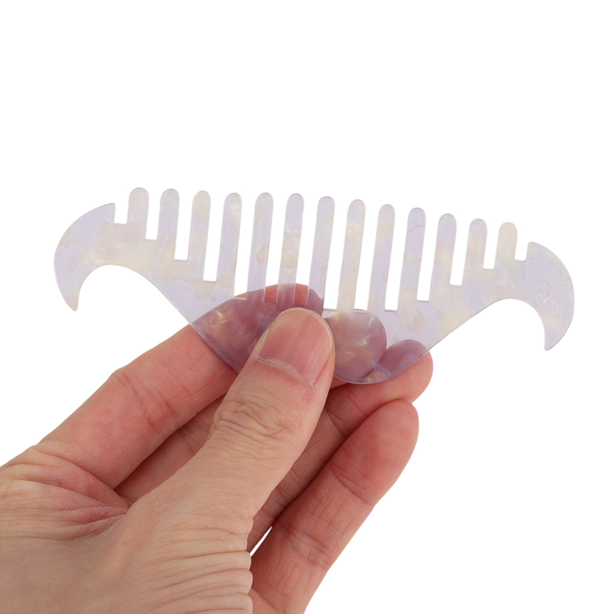 Unique Bargains 1 Pc Portable Beard Shaped Hair Comb for All Hair Types Styles Purple