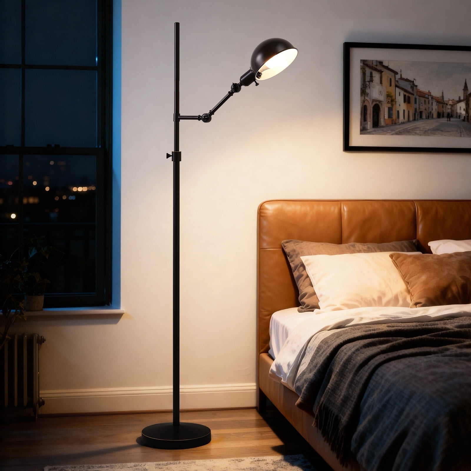 natyswan 59.5-inch Modern Floor Lamp with Rotary Switch, 60W Equivalent A19 LED Bulb Included, Metal Standing Light for Living Room & Bedroom