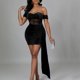 thumbnail image 2 of Moda mujer sólido Sexy ajustado sin tirantes fuera del hombro cremallera ahueca hacia fuera el vestido largo de retazos Fridja  qw7396, 2 of 8