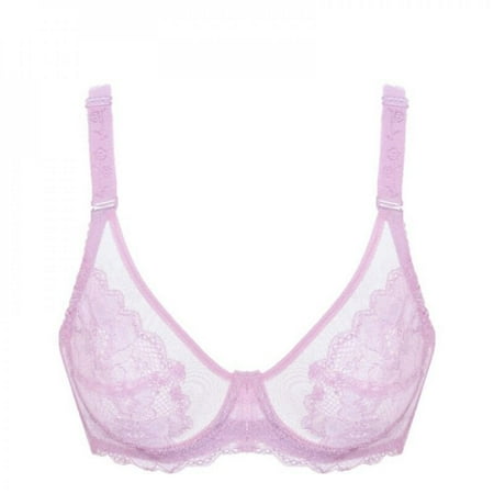 

Velocity WEIXINBUY Ultra Thin Lace Embroidery Transparent Bra Soft Underwired Push Up Breathable Casual Bralette