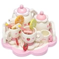 thumbnail image 1 of EASTIN Tea Party Tableware Wooden Handicraft Toy Kitchen Pretend Play Set Cooking Coffee Bread For Toddlers Kids Birthday Gift Favors, 1 of 7