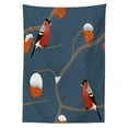 thumbnail image 3 of Ambesonne Rowan Tablecloth Rectangular Table Cover, Snowy Tree Branches Birds, 60"x90", Dark Blue Orange Red, 3 of 4