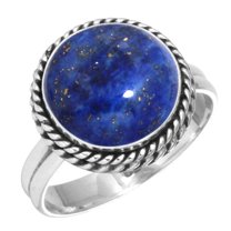 925 Silver Ring For Women - Teens Blue Natural Lapis Lazuli Stone Silver Ring Size 13 September Birthstone Simple Silver Ring Size 13 Gift For Mom On Friendship Day 925 Gemstone Silver Jewelry