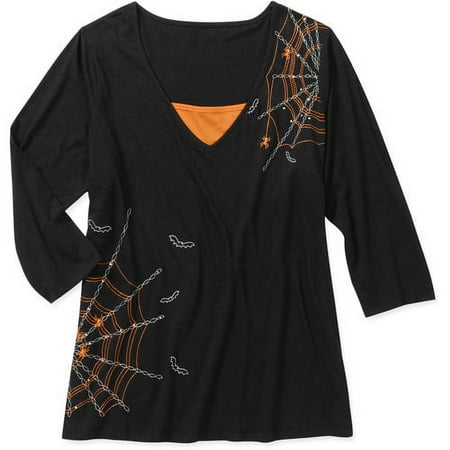 Seasonal Women's Plus-Size Halloween 2fer Top