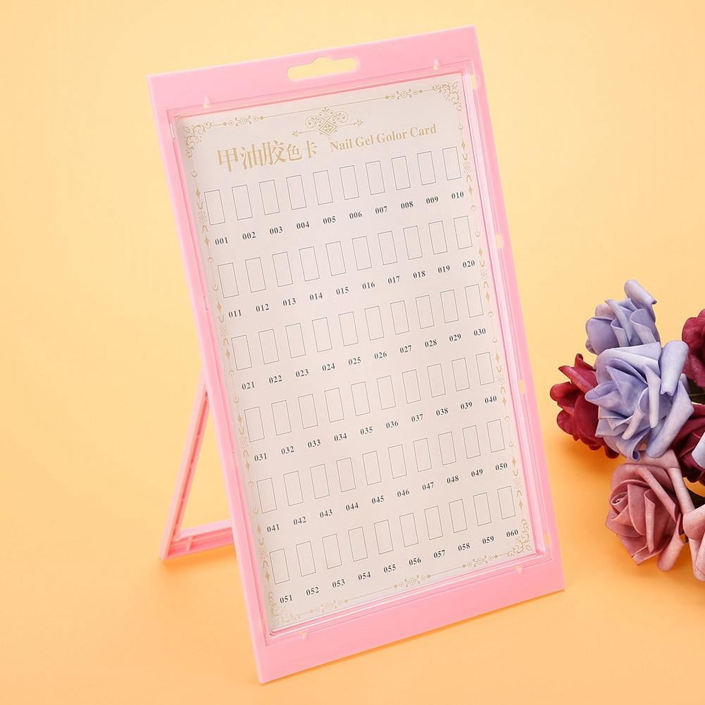 LAZIOEGR Nail Art Display Stand – Dual‑Side 60‑Color Card & 10‑Tip Frame, Sturdy Rack, Dust‑Proof Film, Ideal for Salon & Practice