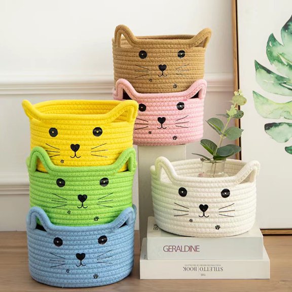 Yomotree Cotton Rope Storage Basket for Organizing Small Things, White