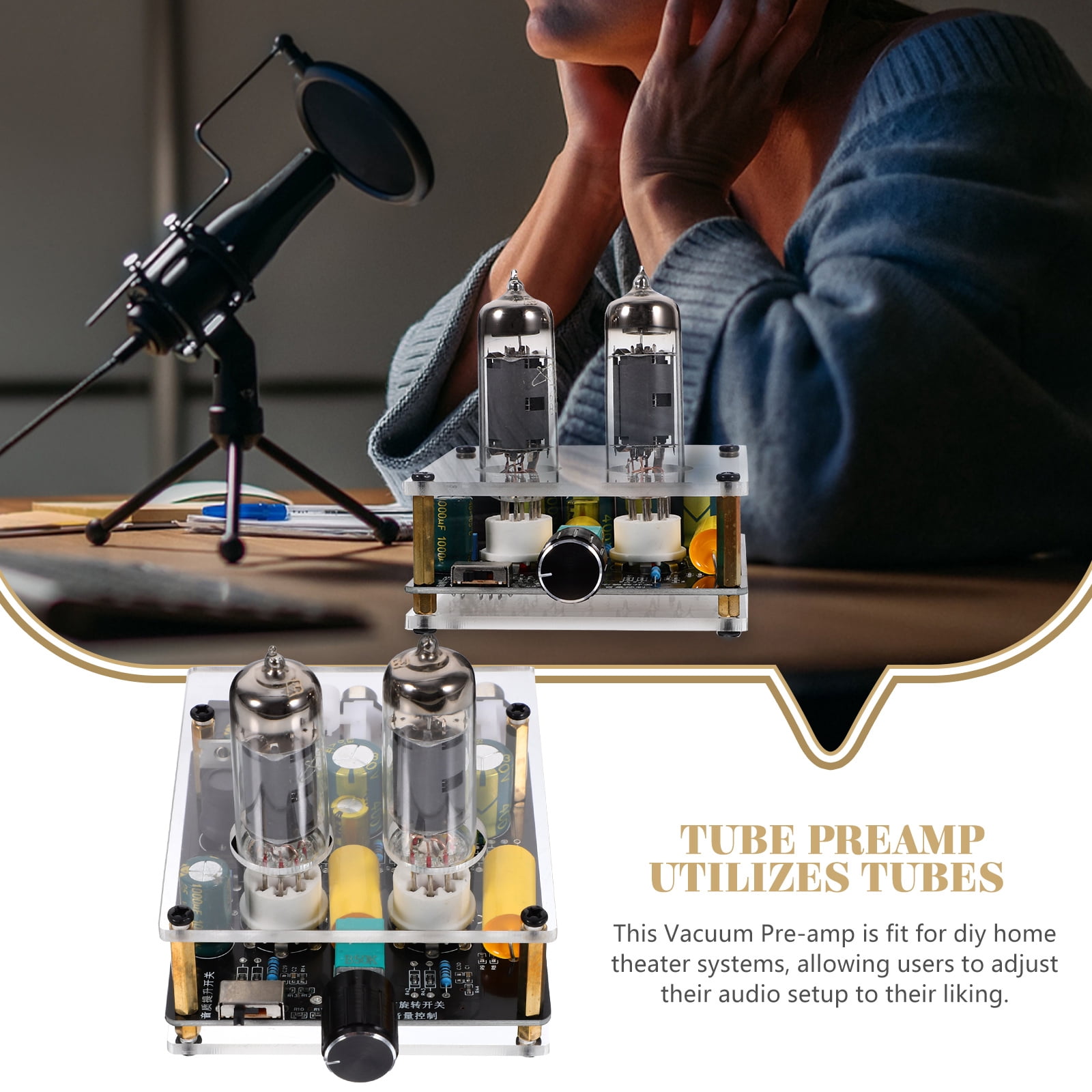 Tube Amplifier Speakers Board Preamplifier Hi-Fi Stereo Pre-amp for Phonograph Hifi Sound System Vacuum Electron Valve
