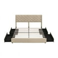 thumbnail image 5 of Platform Bed Frame with 4 Large Storage Drawers, King Size Bed Frame with Adjustable Tufted Headboard Beige - Full, 5 of 5