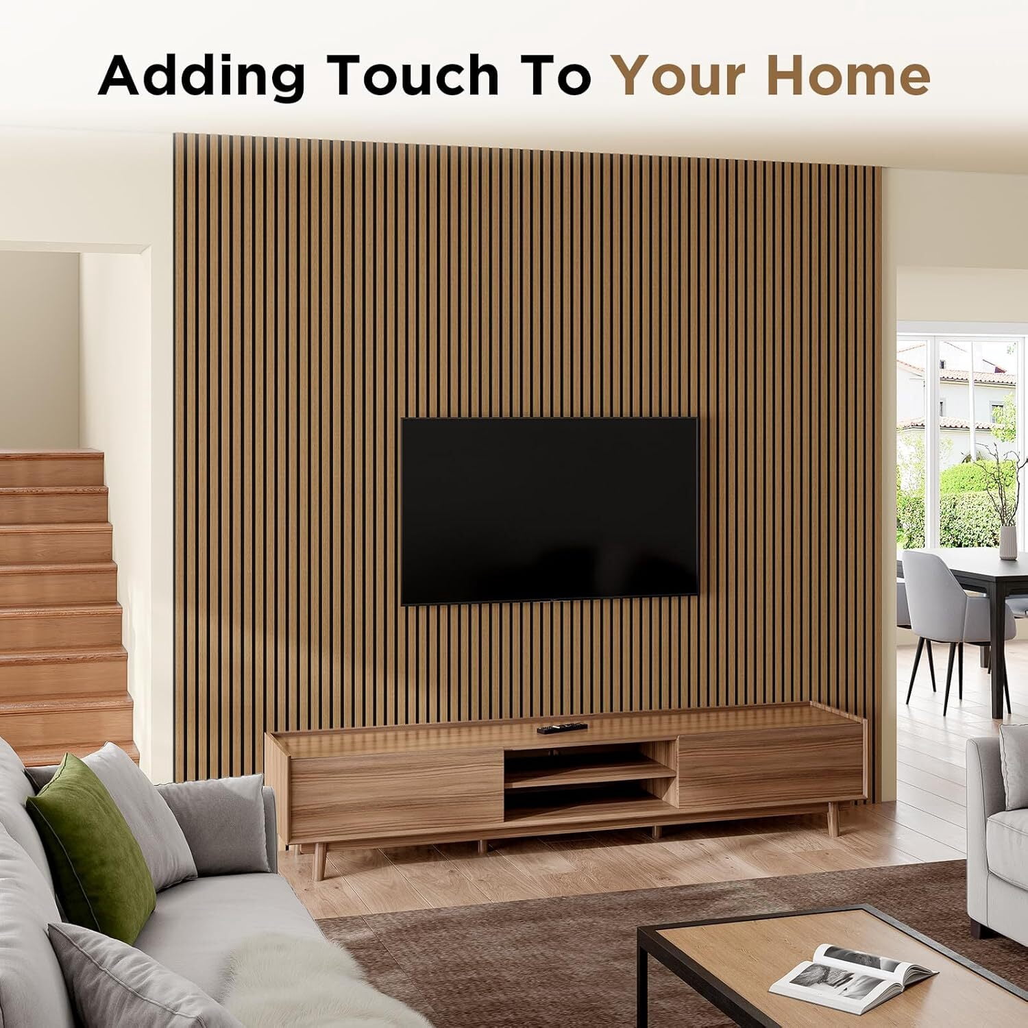 Easy4Home 6Pcs Wood Soundproof Wall Panels 94" x 7.9" Wood Slat Acoustic Panels,Classic Oak