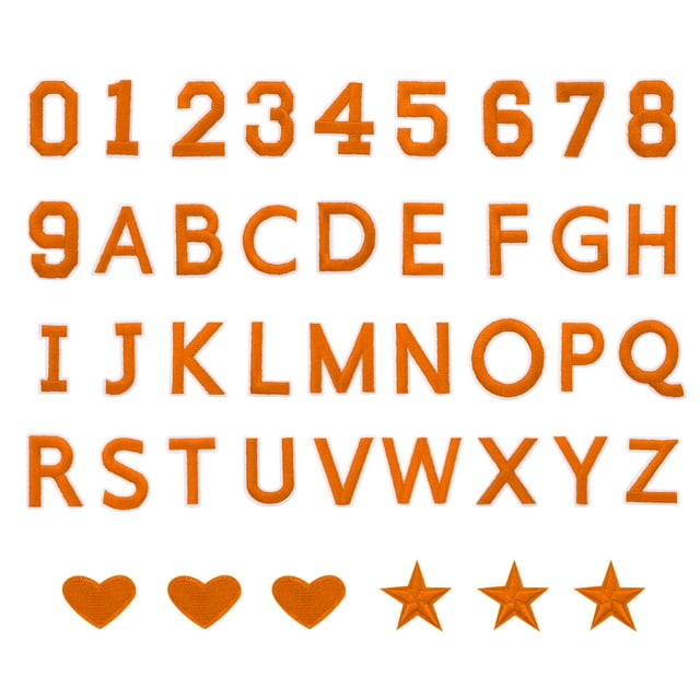 78 Pcs Iron on Letters and Numbers, 2 Inch A-Z Letter Patches and 0-9 Number Patches for Clothing Orange