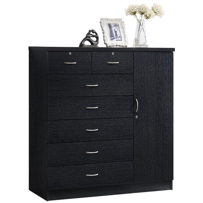 Hodedah 5 Drawer Chest Brown Wood, Black Isabella 7 Drawer Dresser Cabinet