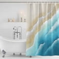 thumbnail image 3 of Blue Ombre Beach Shower Curtain, Waterproof Shower Curtains for Bathroom, Ocean Coastal Gradient Waves Summer Washable Fabric Bathtub Curtain Set Bath Decor with 12 Hooks 48"x72", 3 of 8