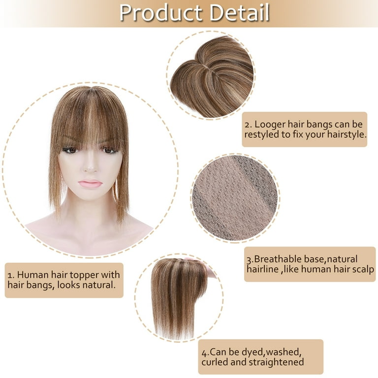Human hair clearance toppers with bangs