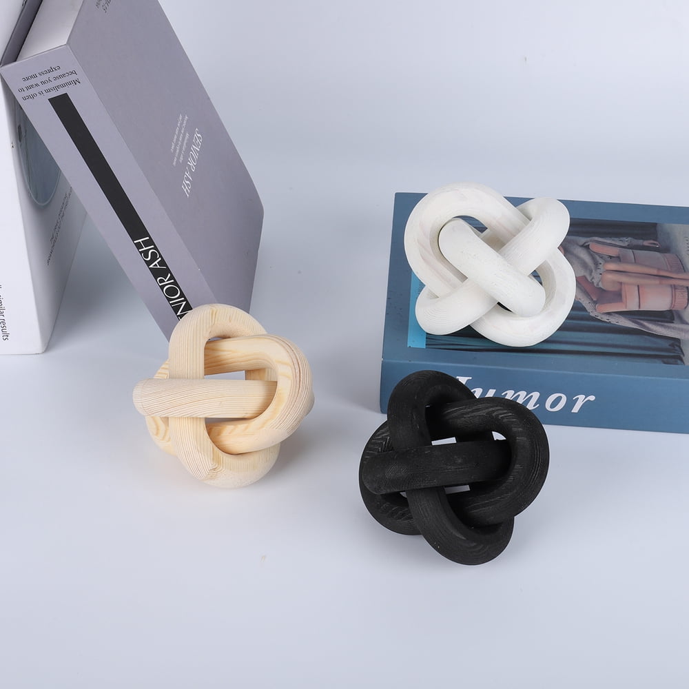 Wood Knot Decor, 3Link Wood Chain Link Decor, Hand Carved Decorative