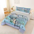 thumbnail image 3 of jejeloiu Life Is Better Print Full Size Comforter Sets Kids,Ocean Coral Starfish Bedding Sets,Reversible,3-Piece, 3 of 8