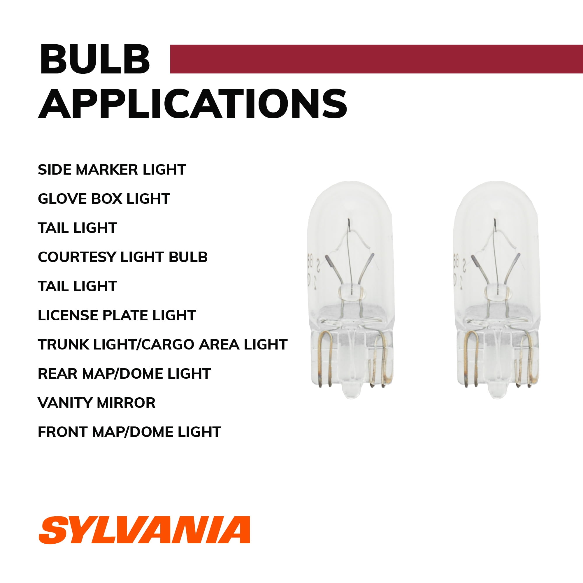 Sylvania 194 Long Life Mini Bulb, 2 Pack, Compatible with Multiple Cars