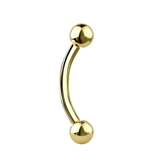 Luxe Modz 16G Eyebrow Ring Surgical Steel Gold Pvd Curved Barbell Ring w/ Ball Beads