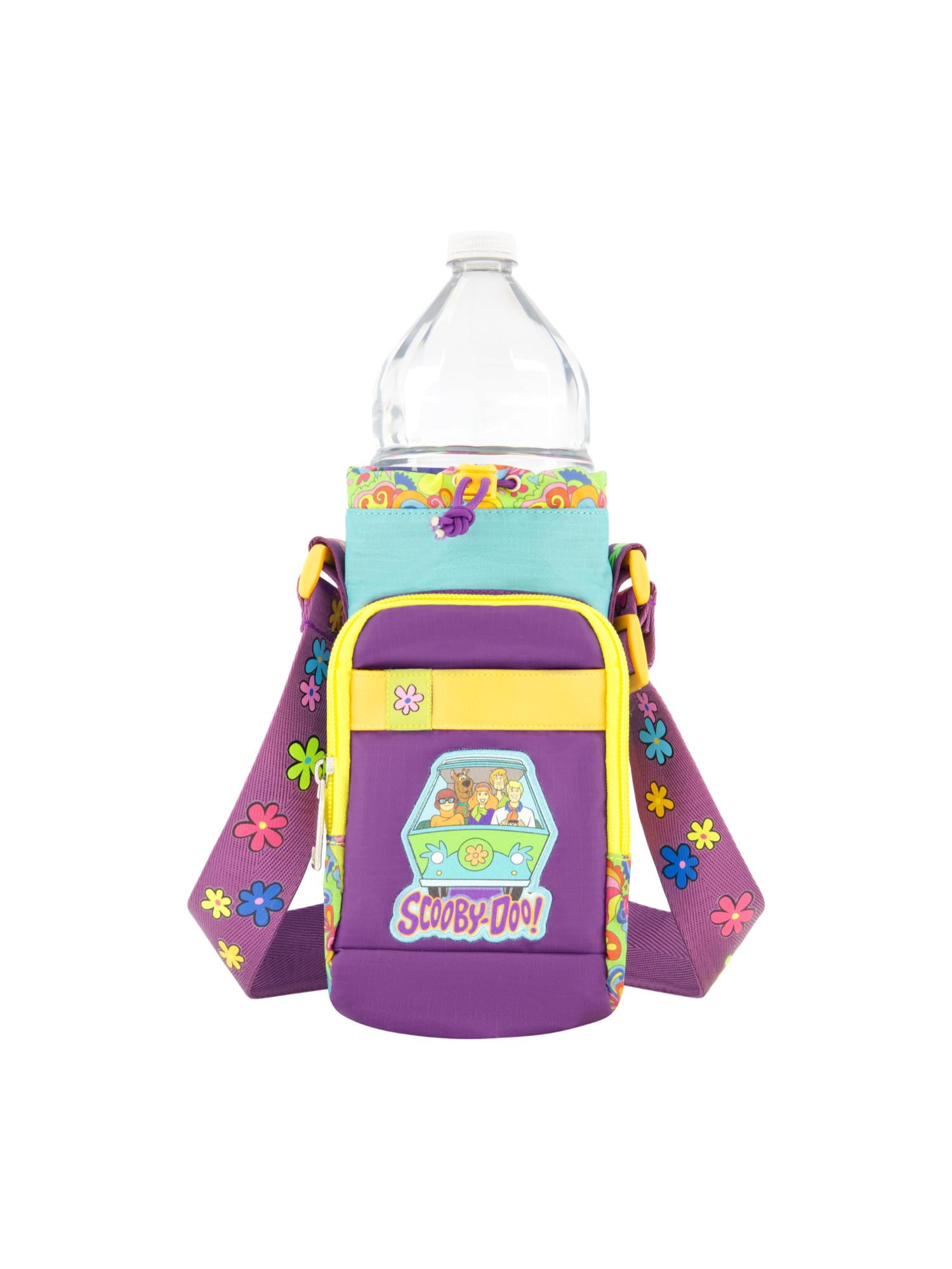 Scooby Doo Water Bottle Holder, Crossbody Sling Carrier Bag with Adjustable Shoulder Strap, 25 oz, Multi