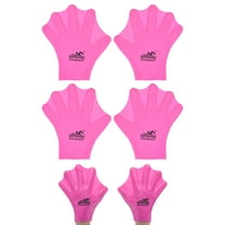 Uxcell 2 Pair Silicone Swimming Gloves Webbed Finger Frog Type Small Gloves Pink