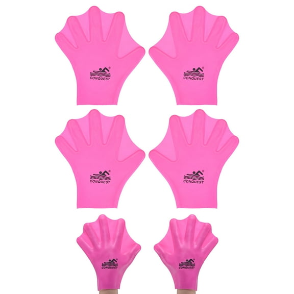 Uxcell 2 Pair Silicone Swimming Gloves Webbed Finger Frog Type Small Gloves Pink